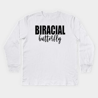 Biracial Butterfly (Black) Kids Long Sleeve T-Shirt